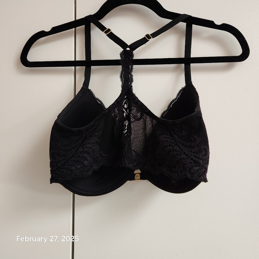Natori Black Lace Bra with Racerback Design - Size 32DDD / 32F